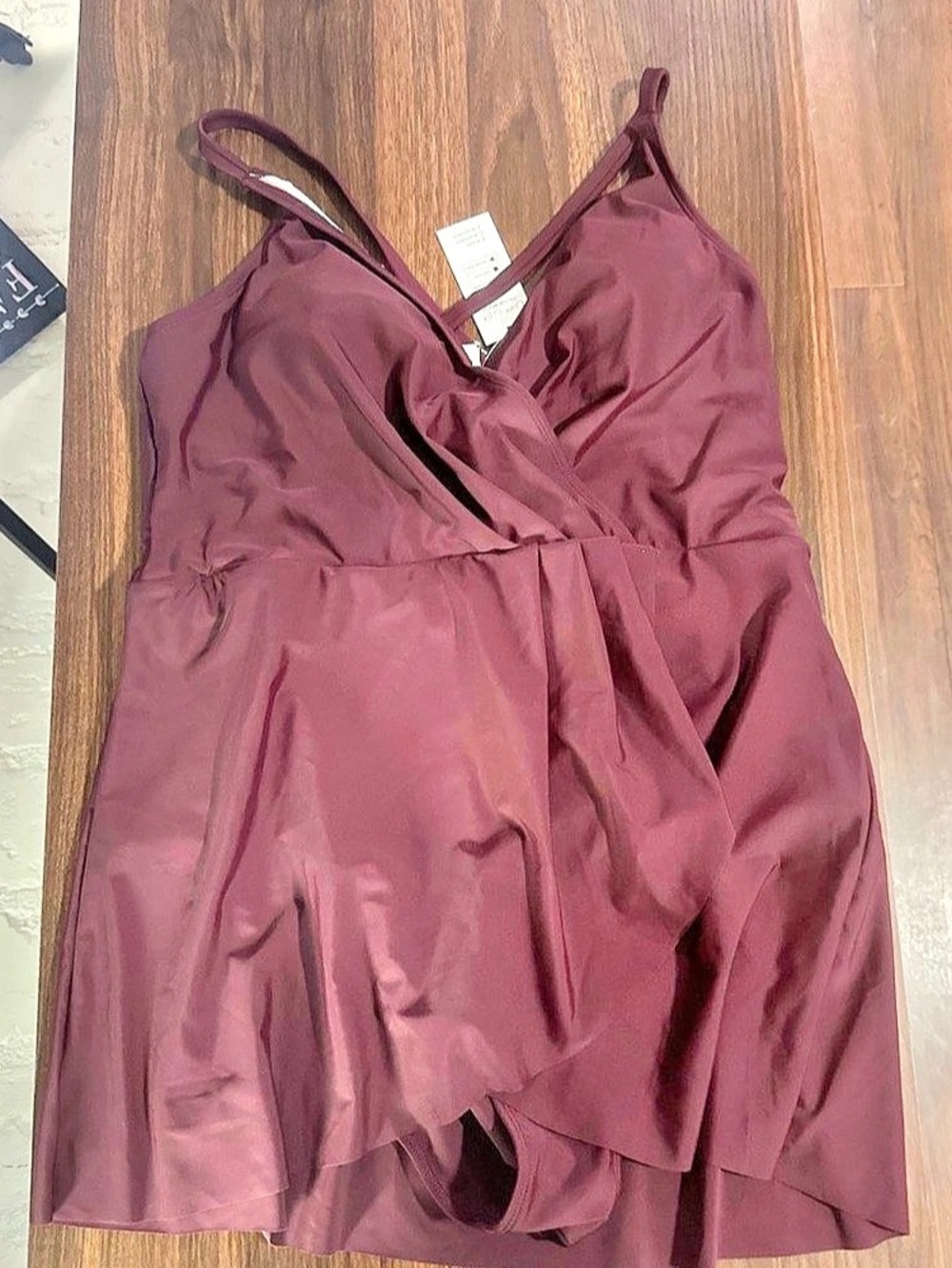 Cupshe Cross Wrap Skirt One-Piece Swim Dress Purple XL